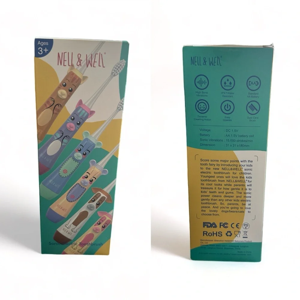 Kids Electric Toothbrush with 2mins Brushing Timer, Battery Powered, 3 Heads